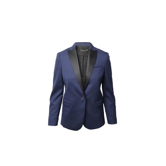 Joseph Single-Breasted Blazer in Navy Blue Wool